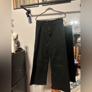 Zara wide leg black jeans with unfinished hem
